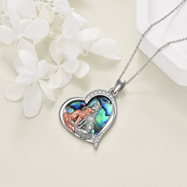 Sterling Silver Kitsune Fox Heart Pendant Necklace Jewelry Gifts - Image 3