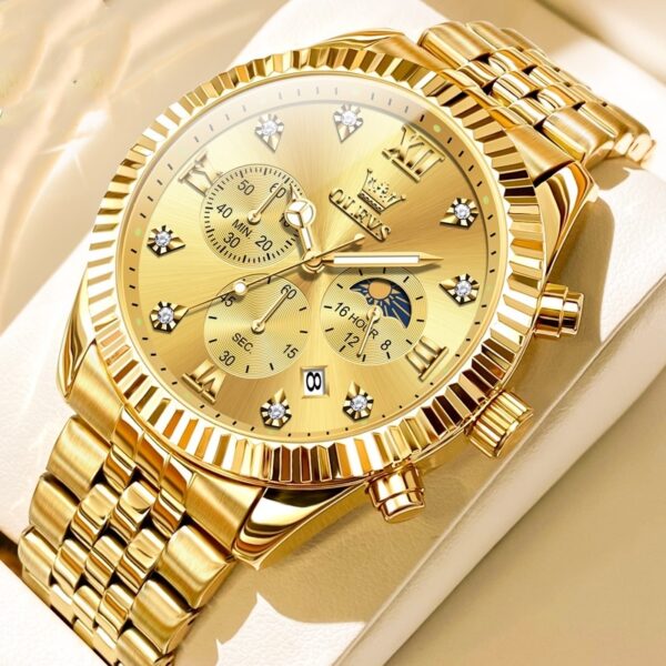 Men's Fashionable Golden Quartz Watch - Image 3