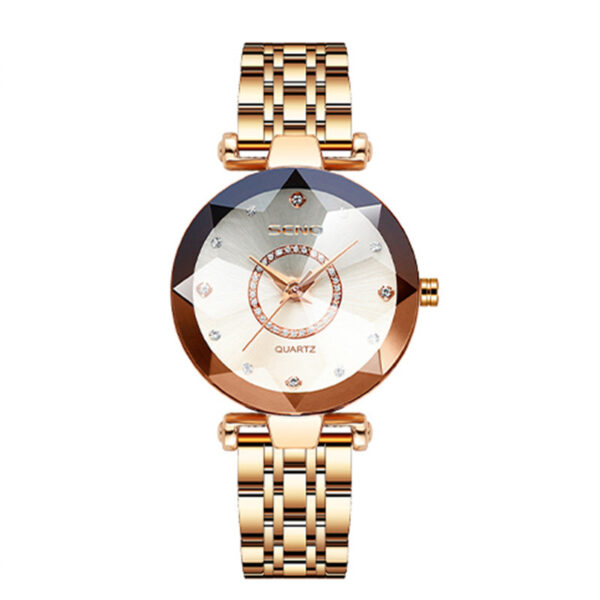 Polygonal Glass Solid Stainless Steel Strap Women's Waterproof Watch - Image 8