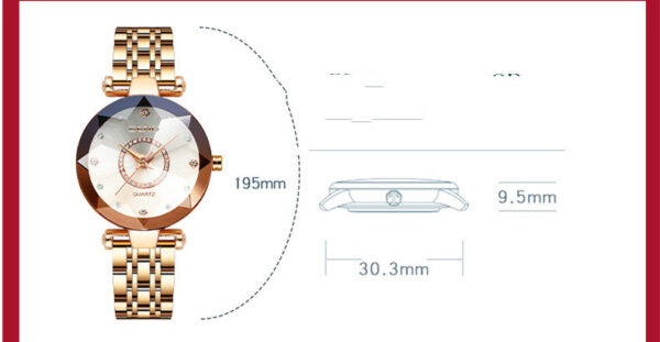 Polygonal Glass Solid Stainless Steel Strap Women's Waterproof Watch - Image 5