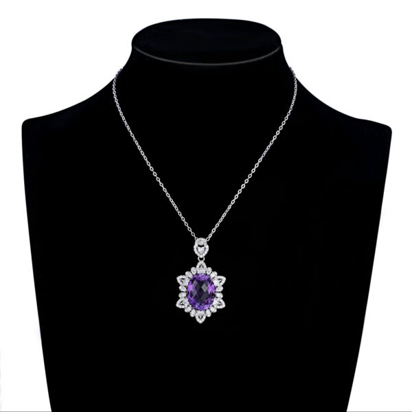 Natural Amethyst Necklace Women's 925 Silver - Image 2