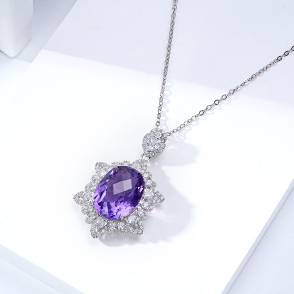 Natural Amethyst Necklace Women's 925 Silver - Image 3