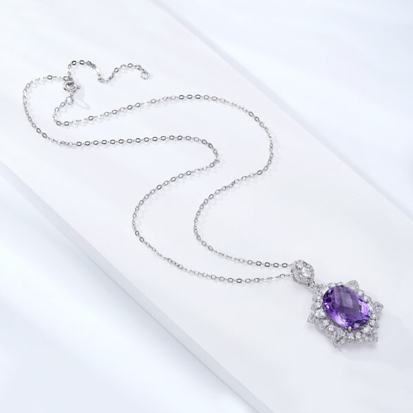 Natural Amethyst Necklace Women's 925 Silver - Image 5