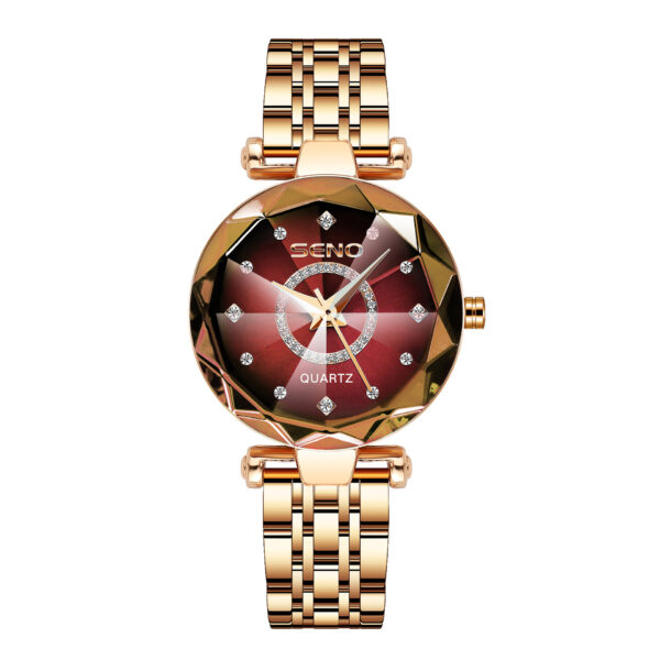 Polygonal Glass Solid Stainless Steel Strap Women's Waterproof Watch - Image 2