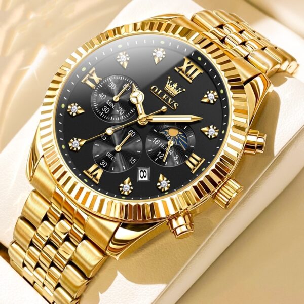 Men's Fashionable Golden Quartz Watch - Image 2