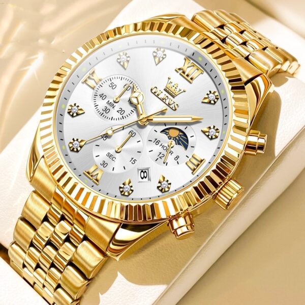 Men's Fashionable Golden Quartz Watch - Image 4